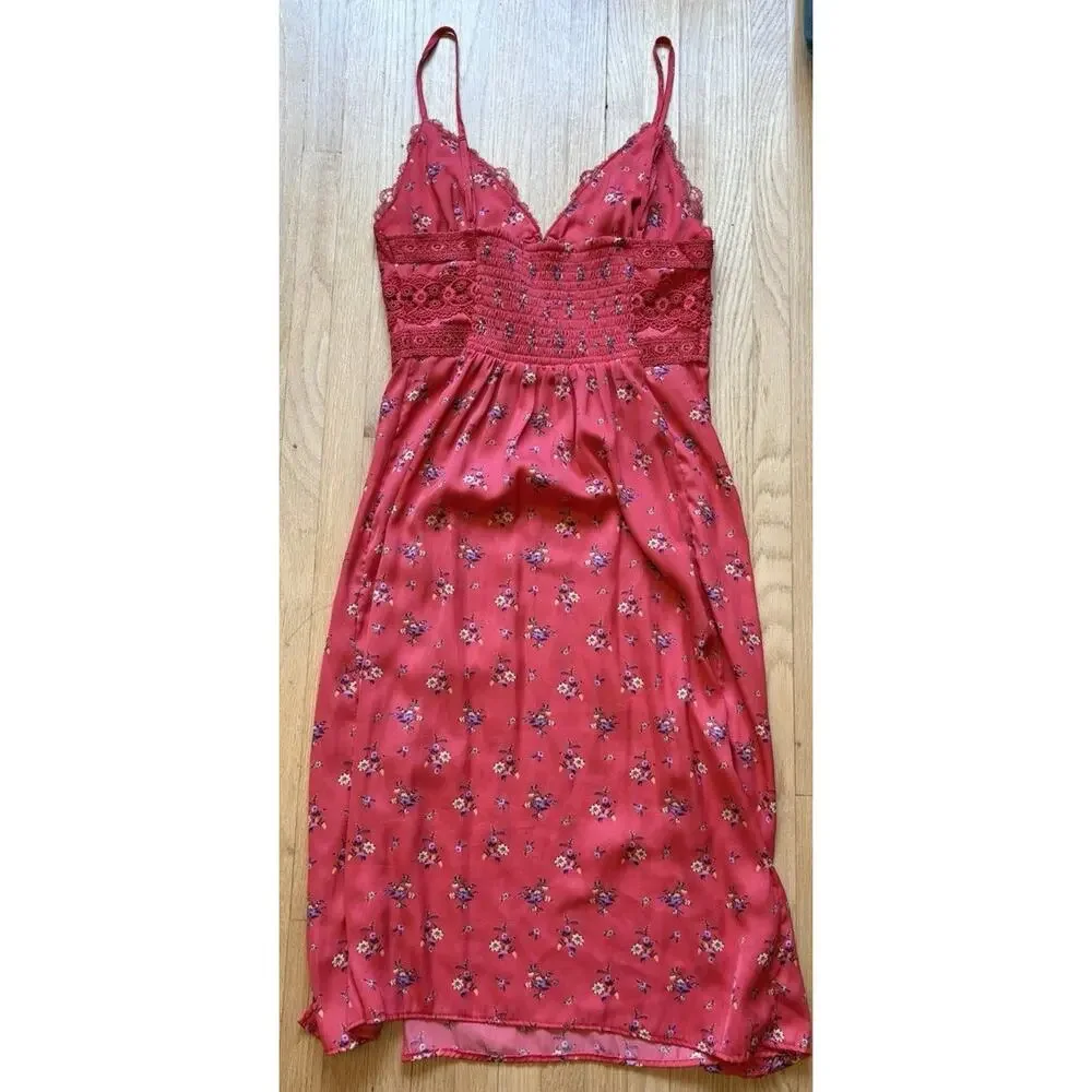 Free people Out & About Maxi Slip Dress In Cute Floral-red Size S - Picture 7 of 8